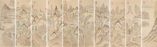 금강산칠보산도 10폭 병풍, 20세기 전반, 종이에 채색, 전주역사박물관