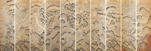 금강산도 10폭 병풍, 19세기 후반, 비단에 채색, 계명대학교 행소박물관