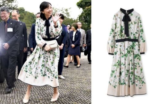 나루히토 일왕의 조카 가코 공주(왼쪽)가 지난 8일 브라질 공식 방문 중 착용한 원피스가 화제다. [요미우리신문·Viaggio Blu 홈페이지]