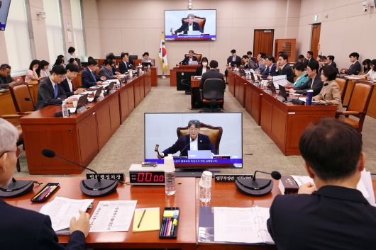 3일 서울 여의도 국회에서 열린 법제사법위원회 전체회의에서 상법 일부개정법률안이 통과되고 있다. [연합]