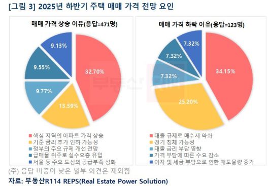 2025년 하반기 주택 매매 가격 전망 요인. [부동산R114]