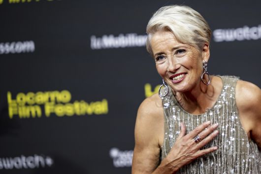 영국 배우 에마 톰슨이 지난 8일(현지시간) 스위스에서 열린 제78회 로카르노 국제 영화제에 참석하고 있다. [AP]