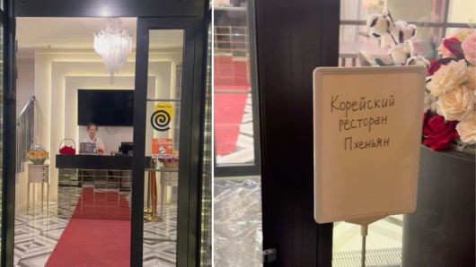 평양 식당에서 손님을 맞이하고 있는 북한 직원 [NK뉴스]