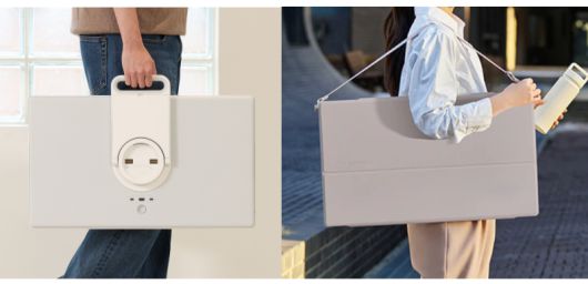 삼성전자 ‘더 무빙스타일’(왼쪽)과 LG전자 ‘스탠바이미2’. [삼성전자·LG전자 제공]