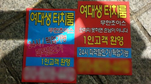 강남 일대에 뿌려진 불법 전단지 [서울경찰청 제공]