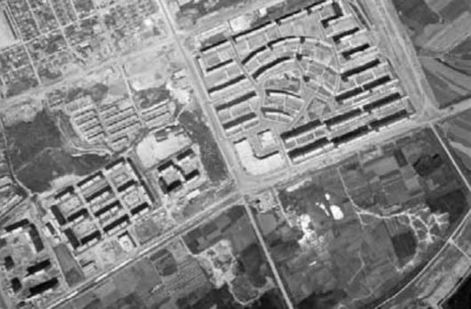 1980년 촬영한 은마아파트 단지 항공사진.