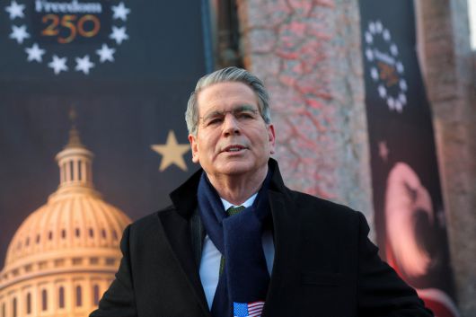 스콧 베센트 미국 재무장관이 19일(현지시간) 스위스 다보스에서 열린 세계경제포럼에 참석해 기자회견을 하고 있다. [로이터]