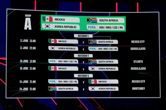 북중미 월드컵 A조 경기 시작 시각과 장소(표기 시간은 미국 동부 기준) [AP]