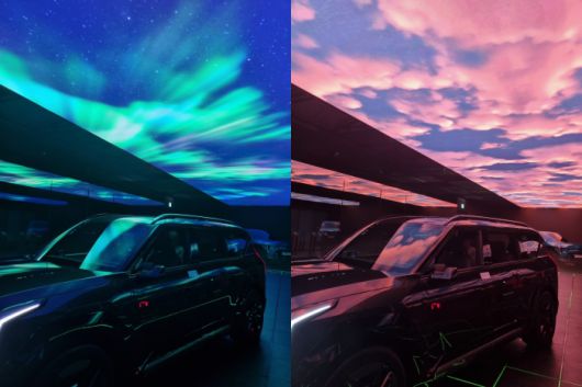 'EV9 존' 디자인 여정에서는 배경 변화에 따라 달라지는 EV9 외관 디자인 무드를 확인할 수 있다. 사진=김다정 기자