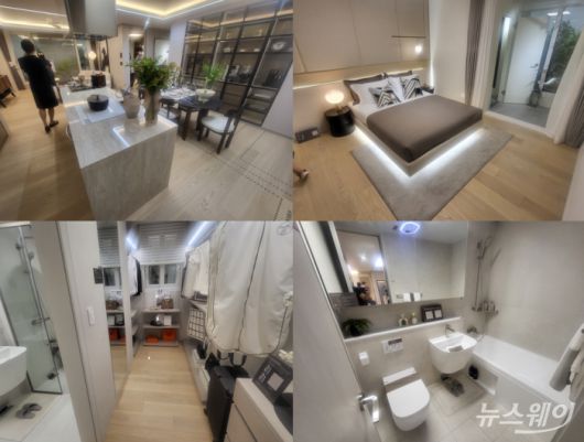 '오티에르 포레' 모델하우스에 마련된 전용 84㎡A 타입 유니트 모습. 사진=이재성 기자