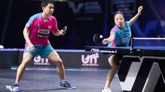 WTT 첸나이 대회 혼복에 출전한 신유빈(오른쪽)과 임종훈 (사진=WTT 인스타그램 캡처)