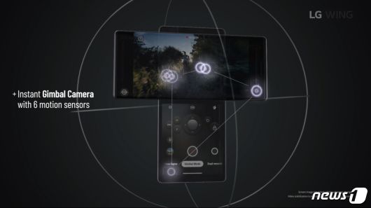 LG전자가 14일 오후 11시 온라인 공개행사를 통해 전략 스마트폰 'LG 윙'(LG WING)을 전격 공개했다. 짐벌 모션 기능 (LG전자 제공) © 뉴스1