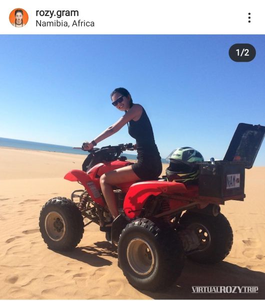 남아프리카에서 레저스포츠를 즐기고 있는 것처럼 연출한 로지 모습. (사진=로지 인스타그램 캡처) © 뉴스1