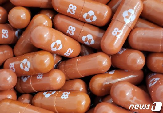 머크사가 개발한 경구용 신종 코로나바이러스 감염증(코로나19) 치료제 몰누피라비르. © 로이터=뉴스1 © News1 노선웅 기자