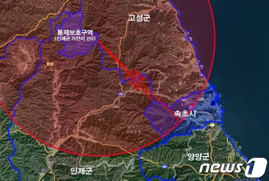 접경지역 특별법상 접경지에 해당하는 민통선 내 25㎞ 이내에 포함되는 강원 속초시 북부권.(속초시 제공)