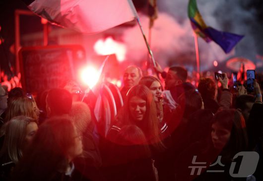 지난 달 28일(현지시간) 세르비아 니슈에서 대학생들이 시위하는 모습. 2025. 3. 6 ⓒ 로이터=뉴스1 ⓒ News1 박우영 기자