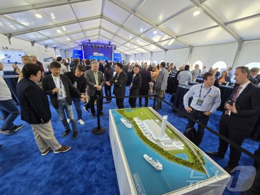 28일(현지시간) LS전선이 미국 버지니아주 체사피크시에 짓는 해저케이블 공장 착공식 현장. 6억 8100만 달러(1조 원)를 투자해 2027년 3분기 완공, 2028년 1분기 양산을 목표로 하고 있다. ⓒ News1 류정민 특파원