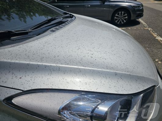 18일 오후 금호타이어 광주공장 인근에 주차된 승용차 본네트가 고무 분진으로 뒤덮여 있다. 2025.5.18/뉴스1 ⓒ News1 최성국 기자