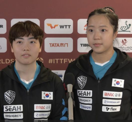 탁구 여자 복식 유한나-신유빈(대한탁구협회 제공)