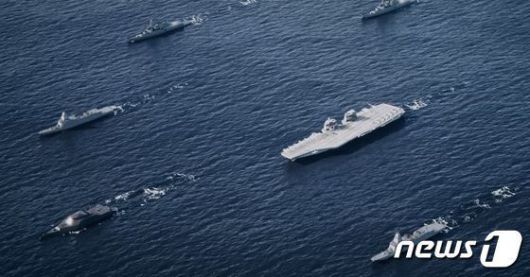 2023년 6월 부산 벡스코에서 열린 제13회 국제해양방위산업전(MADEX)에 전시된 HD현대중공업의 차세대 함정 조감도<자료사진>(HD현대중공업 제공). 2023.6.7/뉴스1