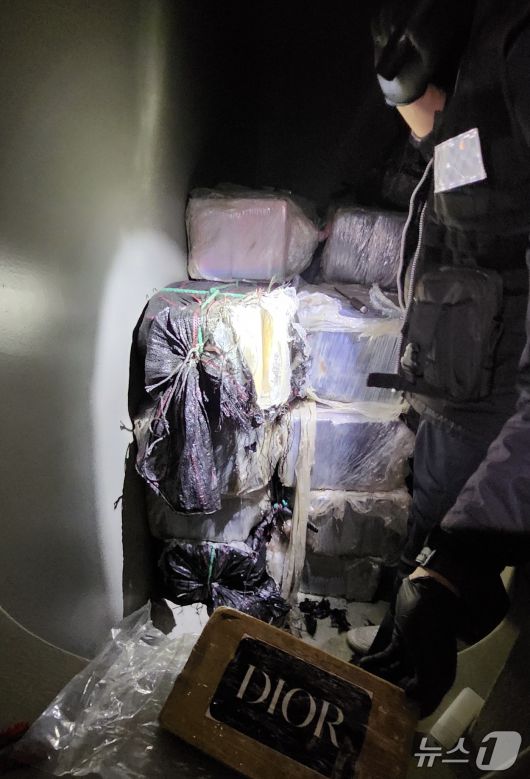 지난 2일 강원 강릉 옥계항에 입항한 벌크선에서 발견된 다량의 코카인 의심물질.(동해해경청 제공, 재판매 및 DB 금지)