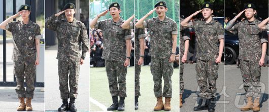 방탄소년단(BTS)의 진(왼쪽부터)과 제이홉, RM,뷔 지민,정국이 국방의 의무를 마치고 현역 만기 전역했다. ⓒ News1 권현진 기자