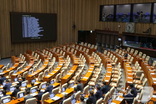 우원식 국회의장이 4일 오후 서울 여의도 국회에서 열린 제426회 국회(임시회) 제5차 본회의에서 국민의힘이 개의 지연에 항의하며 불참한 가운데 2025년도 제2회 추가경정예산안(정부제출)을 상정하고 있다. 2025.7.4/뉴스1 ⓒ News1 안은나 기자