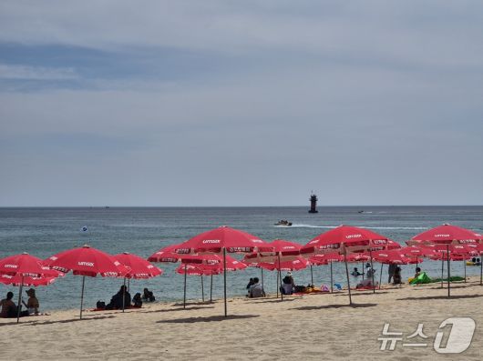 일요일인 6일 강원 강릉 경포해수욕장을 피서객들이 물놀이를 즐기고 있다. 이날 북강릉지역 낮 기온은 37.5도로 무더운 날씨를 보였다.2025.7.6/뉴스1