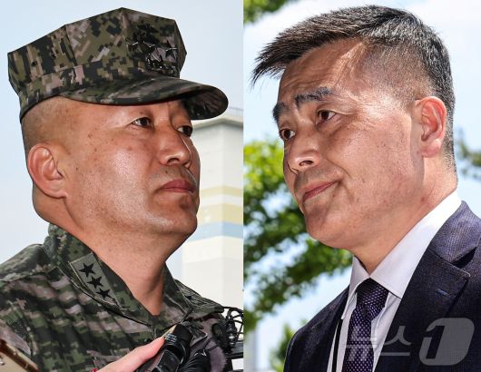 김계환 전 해병대 사령관(사진 왼쪽)과 박정훈 해병대수사단장. 2024.5.21/뉴스1 ⓒ News1 김도우 기자
