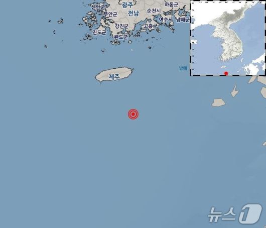 22일 오전 발생한 지진 위치.(기상청 갈무리)
