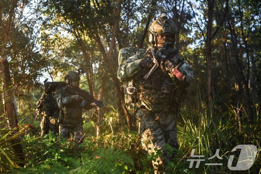 해병대는 지난 27일까지 호주 북동부 일대에서 미국, 호주 등과 함께 '25년 탈리스만 세이버 연합훈련'에 참가해 연합작전 수행능력을 향상했다고 28일 밝혔다. 탈리스만세이버 훈련 간 해병대 수색팀이 적지종심작전을 펼치고 있다. (해병대사령부 제공. 재판매 및 DB 금지) 2025.7.28/뉴스1