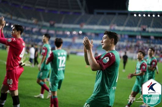 오래도록 침묵하던 주민규가 중요한 순간 결정적인 골을 터뜨렸다. (한국프로축구연맹 제공)