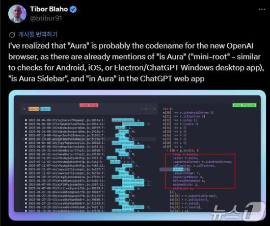 티보 블라호 엔지니어가 발견한 오픈AI 내부 코드 분석(엑스 갈무리)