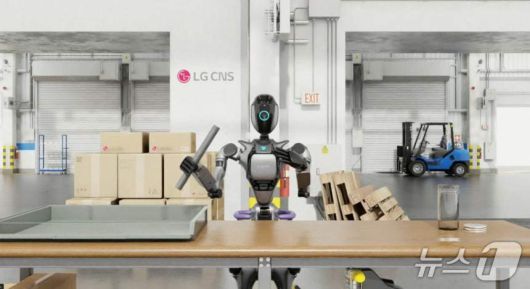 LG CNS가 휴머노이드 로봇에 피지컬 AI 적용을 위해 시뮬레이션 기반으로 학습을 진행하고 있다.(LG CNS 제공)