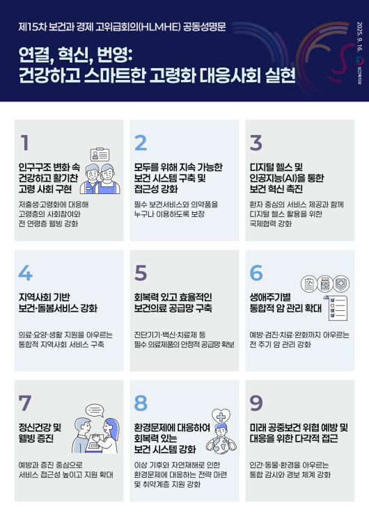 제 15차 보건과 경제에 관한 고위급회의 공동성명문(보건복지부 제공)