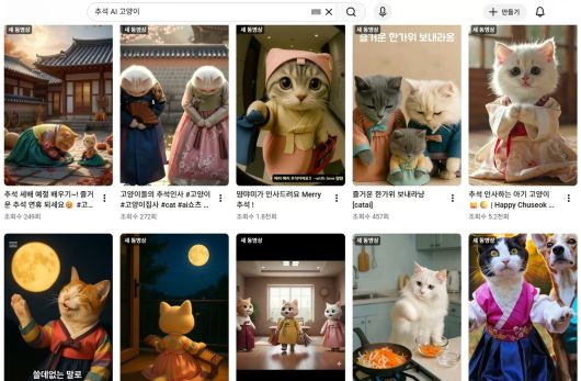 고양이 추석 AI 영상(유튜브 갈무리) ⓒ 뉴스1