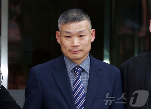 해병대원 순직 및 수사 외압·은폐 의혹의 핵심 피의자인 김동혁 전 국방부 검찰단장. 2025.10.23/뉴스1 ⓒ News1 김진환 기자