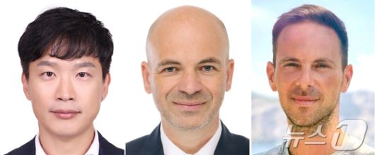 왼쪽부터 박민우 현대차그룹 AVP본부장 겸 포티투닷 대표, 만프레드 하러 현대차그룹 R&D본부장, 밀란 코빅 현대차그룹  자문역 및 보스턴다이나믹스 사외이사.(현대차그룹 제공)ⓒ News1 김지영 디자이너