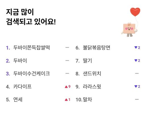 16일 오후 3시 기준 '포켓CU'에서 두바이 디저트 관련 검색어가 1~4위를 차지하고 있다(포켓CU 캡처).