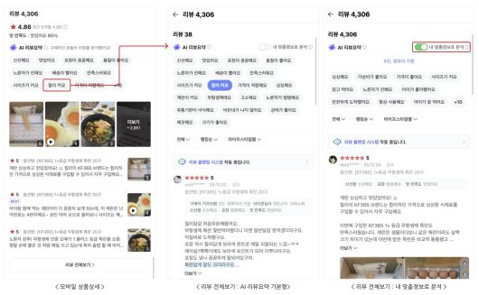 업데이트된 네이버플러스 스토어 'AI 리뷰요약' 기능 (네이버 스마트스토어 공지사항 갈무리)