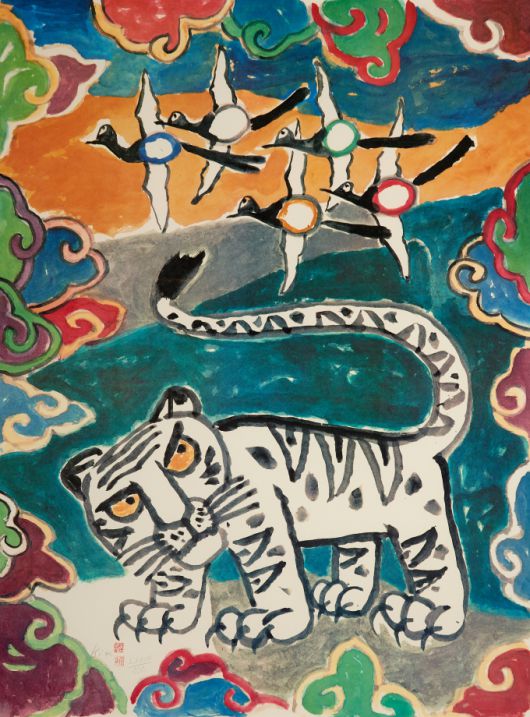 [서울=뉴스핌] 이현경 기자 = 운보 김기창, 신비로운 동방의 샛별, 1988, 석판화, 88 x 66cm [사진=코리아나미술관] 2020.09.16 89hklee@newspim.com