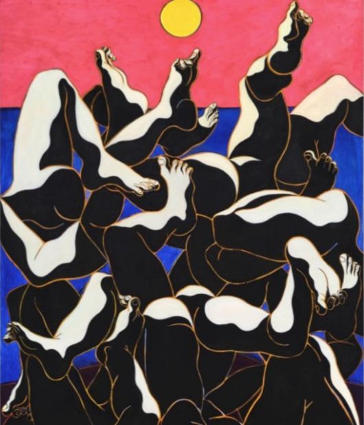 [서울=뉴스핌]이영란 편집위원/미술전문기자=Art OnO 2025에 마시모데카를로 갤러리가 선보인 마크 양(Mark Yang)의 작품 'The Fall of Damned'. 2023. 캔버스에 유채. 182.9x147.3cm [사진=아트 오앤오]  2025.04.10 art29@newspim.com