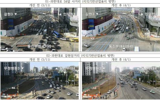 과천시 지정타 교통 개선 대책 1단계 전후 교통개선 모습. [사진=과천시]