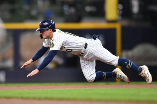 [밀워키 로이터=뉴스핌] 밀워키의 살 프렐릭이 1회 2루 도루를 시도하고 있다. 2025.04.21 photo@newspim.com