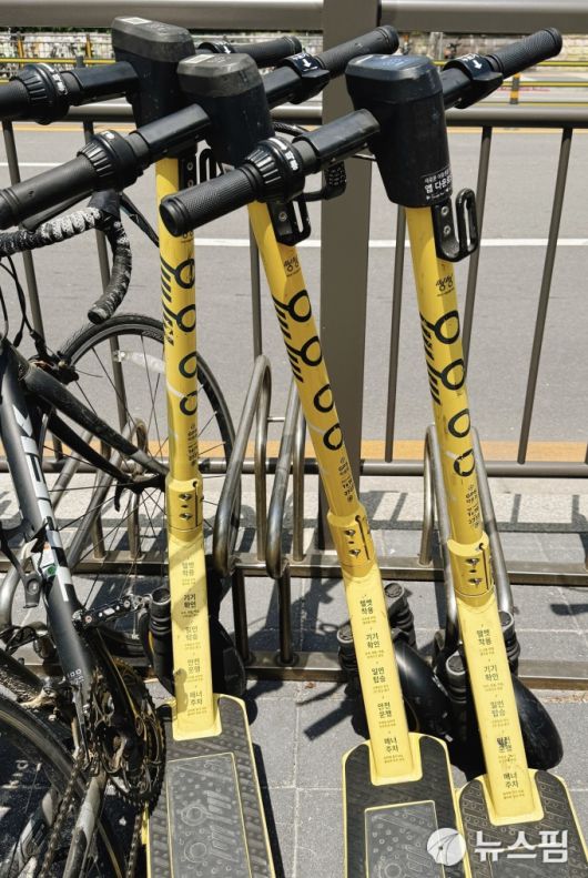 [서울=뉴스핌] 배정원 기자 = 길거리에서 쉽게 볼 수 있는 공유형 전동 킥보드의 모습. 사진은 기사 내 등장하는 사고와 무관. 2025.05.09 jeongwon1026@newspim.com