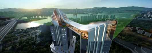 HDC현대산업개발이 용산정비창 전면1구역 조합원에게 제안한 스카이브릿지 조감도. [자료=HDC현대산업개발]