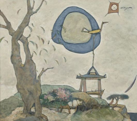 [서울=뉴스핌]이영란 미술전문기자=권옥연 '살구꽃 필 무렵'. 1991. 캔버스에 유채. 88x98.5cm. 국립현대미술관 이건희컬렉션 2025.06.10 art29@newspim.com