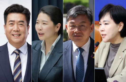 강청희 더불어민주당 보건의료특별위원장(가장 왼쪽), 신현영 더불어민주당 전 국회의원, 김윤 더불어민주당 의원, 전현희 더불어민주당 최고위원(오른쪽)