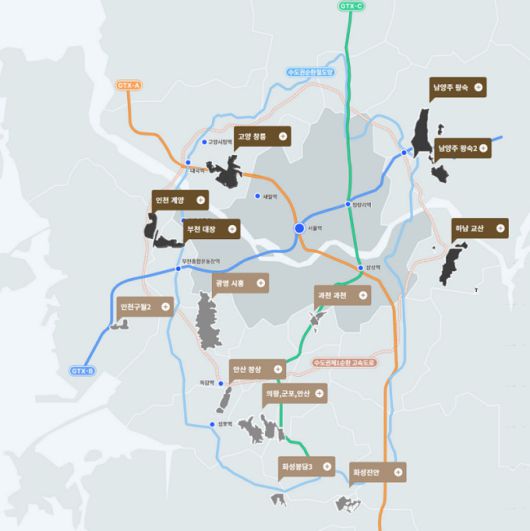 3기 신도시 및 주요 수도권 공공택지 [자료=LH]