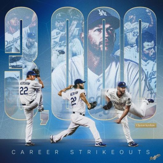 [서울=뉴스핌] 손지호 기자 = 메이저리그 통산 20번째로 3000탈삼진을 달성한 클레이튼 커쇼. [사진=LA 다저스 SNS] 2025.07.03 thswlgh50@newspim.com